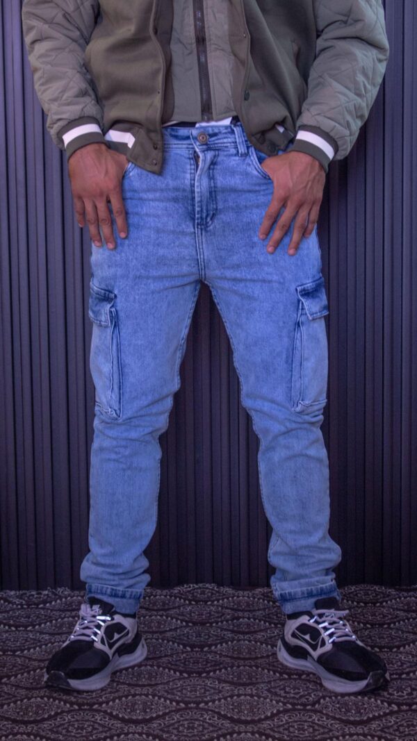 Cargo jeans azul medio