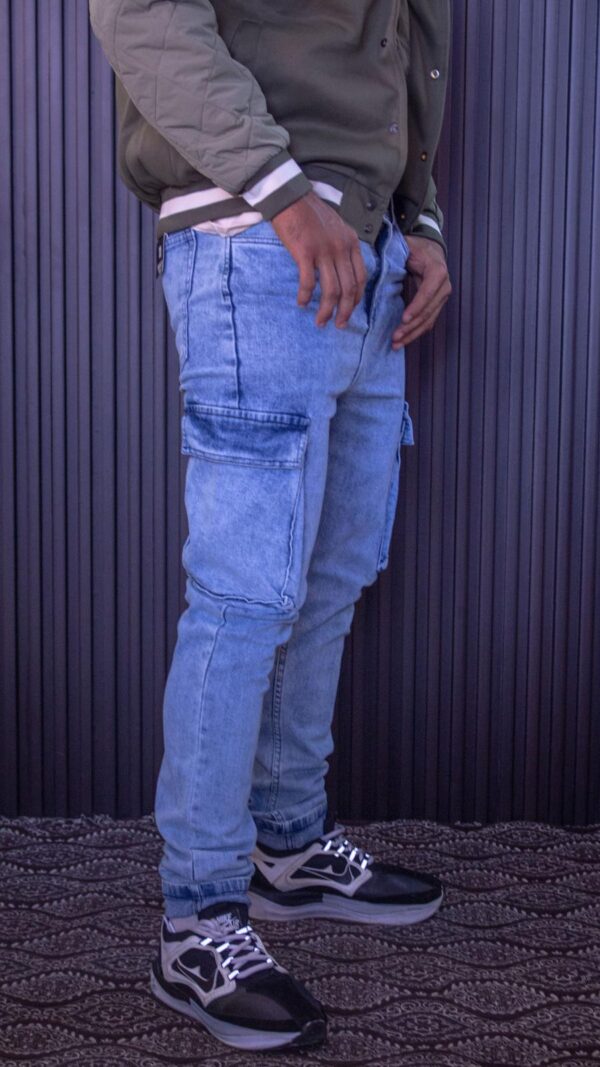 Cargo jeans azul medio